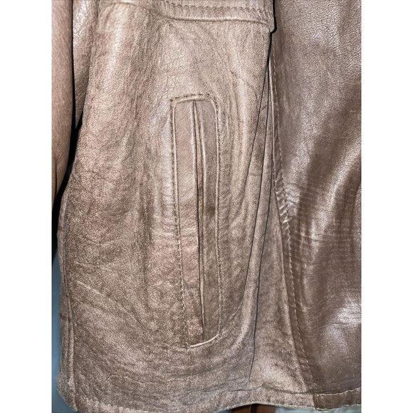 Contempo Casuals Vintage VTG 90s Brown Leather & Shearling Jacket Womens Size S - Picture 3 of 9